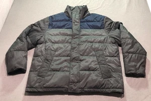 Izod Puffer Jacket Men's Extra Large Colorblock Minimalist Lounge Gray Blue - Picture 1 of 13