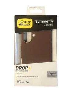 OtterBox Symmetry Case For iPhone 16 Cactus Leather Brown Mag Safe Slim New - Zdjęcie 1 z 3