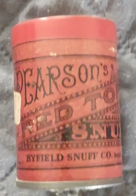 Pearson's Snuff Tin, RED TOP Byfield, MA. COM SELO FISCAL  - Imagem 1 de 4