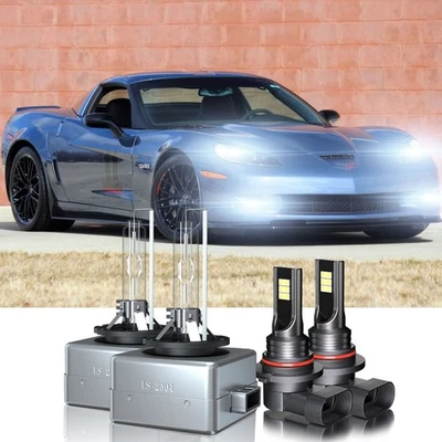 For 2005-2013 Corvette C6 LED HID Headlight Hi-Lo Beam + Fog Light Bulbs Combo - Image 1 of 4