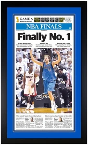 Campeones de la NBA Dallas Mavericks Finals 2011 Jugador Más Valioso Dirk Nowitzki Periódico Impresión Enmarcada - Imagen 1 de 1