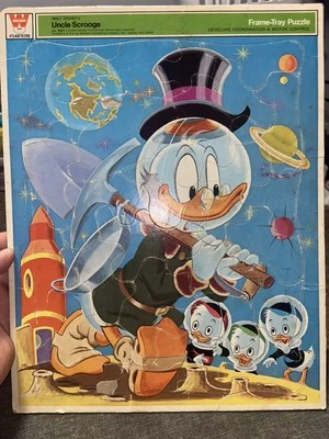 Vintage UNCLE SCROOGE Outer Space Disney Whitman Frame-Tray Puzzle Ducktales - Image 1 of 2