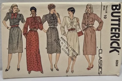 Vintage Butterick Classics Women's Dress Pattern 6004 Size 10 Cut  - Image 1 of 3
