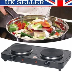 Double Electric Hot Plate Portable Table Top Cooker Hob RV Picnic Camping Stove - Picture 1 of 13