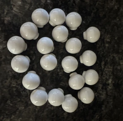 20 Vintage Ceramic White Porcelain Round Drawer Cabinet Knobs Pulls - Image 1 of 4