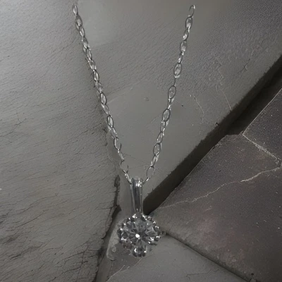 "Collar solitario de diamantes de corte brillante redondo natural de 0,17 quilates, 14 k en peso 18"" de longitud" Foto 1 de 4