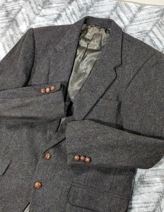 Blazer Herringbone Donegal Tweed Marrón Lana Farah Mancha Campo Madera Botones 42 R - Imagen 1 de 17