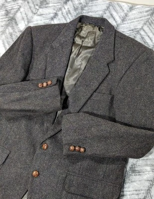 Herringbone Donegal Tweed Brown Wool Farah Blazer Fleck Field Wood Buttons 42 R - Image 1 of 4