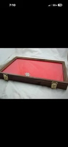 Walnut Wood showcase display case 12 X 18 X 2" Quality made, glass, solid Walnut - Picture 1 of 7