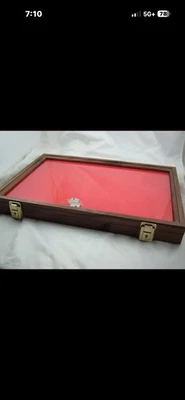 Walnut Wood showcase display case 12 X 18 X 2" Quality made, glass, solid Walnut - Image 1 of 4