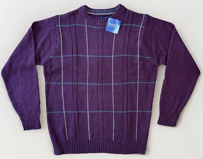 NWT Maroon Cable Knit Stripes Preppy Crew Neck Sweater Basic Edition Men MEDIUM - Image 1 of 4