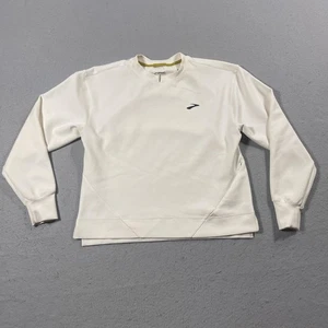 Brooks Pullover Sweater Women Small White Ribbed Crewneck Running Vented - Picture 1 of 12