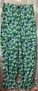 Pantaloni DVF Diane Von Furstenberg taglia M utility jazz dot verde cargo paracadute - Foto 1 di 14