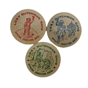 Apache Junction Arizona Lost Dutchman Days 15th & 16th 1979,80,81 Wooden Nickel - Bild 1 von 2