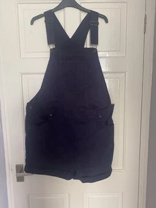 JoJo Maman Bebe Maternity Navy Dungaree Shorts Size 14 - Picture 1 of 5