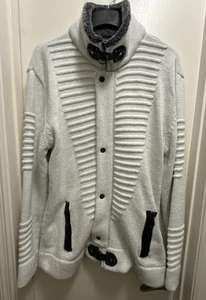 lcr black edition Cardigan Sweater White Men’s 5XL Waffle Chunky Strappy Heavy - Picture 1 of 10