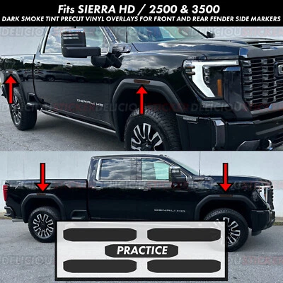 For 2024-26 GMC Sierra HD Smoke Tint Decals Side Markers Vinyl Overlay 2500 3500 Foto 1 de 4