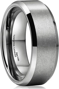 KING WILL The Vow Keeper Mens Tungsten Ring 8mm, Beveled Edge, Size 11.5 - Picture 1 of 3