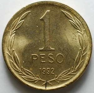 1992 Chile 1 peso UNC - Picture 1 of 2