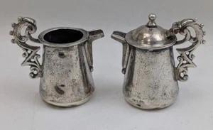 Ancien ensemble de cruches d'autel coloniales espagnoles en argent très tôt - Photo 1/8