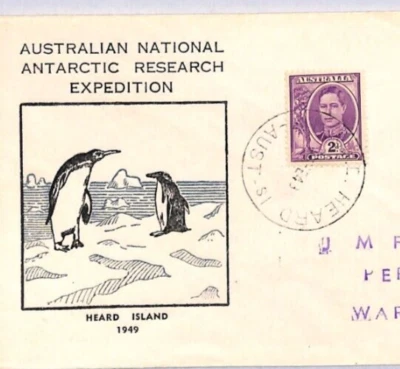 AUSTRALIA KGVI Cover ANTARCTIC 1949 *HEARD ISLAND* Illustrated PENGUINS YN151 - Image 1 of 4