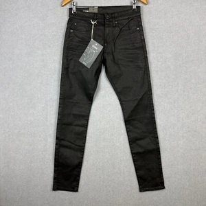 G Star Jeans Mens 29 Black Waxed Denim Revend Skinny Stretch NEW - Picture 1 of 12