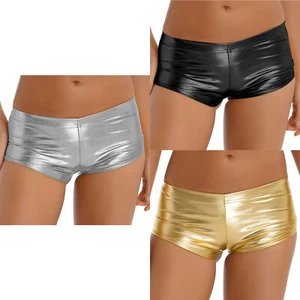 Short femme en cuir métallique brillant rave butin de danse pantalon chaud fête clubwear - Photo 1 sur 30