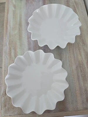 10 Strawberry Street Round White Bowls / Candy Dish w/ Ruffled Rim Set Of 2 - Image 1 of 4