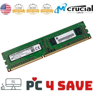 Micron 4GB DDR3 1866 Desktop Memory 1Rx8 PC3L-14900U UDIMM MT8KTF51264AZ-1G9P1 - Picture 1 of 2