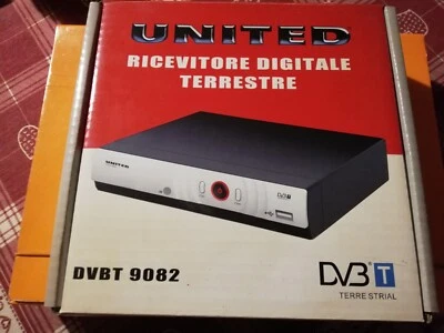 UNITED 9082 - DVB T1 - Decoder Digitale Terreste con Telecomando - Bianco e Nero - Immagine 1 di 4