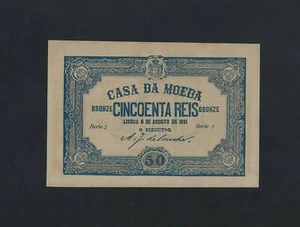 PORTUGAL 50 Reis 1891 P-87 RARE UNC - Picture 1 of 2