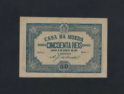 PORTUGAL 50 Reis 1891 P-87 RARE UNC - Image 1 of 2