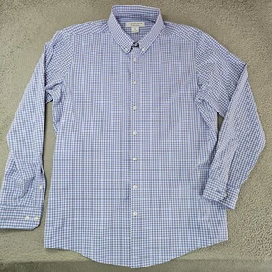 Mizzen + Main Mens Dress Shirt Extra Large Leeward Plaid Trim Fit Performance - Picture 1 of 12