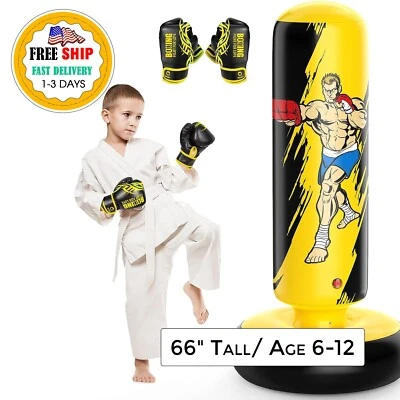 Saco De Boxeo Estable Más Grande Para Niños, Saco De Boxeo Inflable Alto De 66" Foto 1 de 4