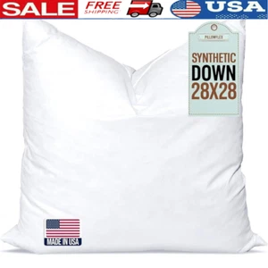 Synthetic Down Pillow Insert Ultra Soft Decorative Throw Pillow Euro Sham New - Picture 1 of 10