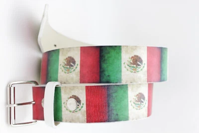 Hombres Mujeres Western Clásico México Bandera Cinturón Cintura Cadera Hebilla Metal Plateado Talla M Foto 1 de 4