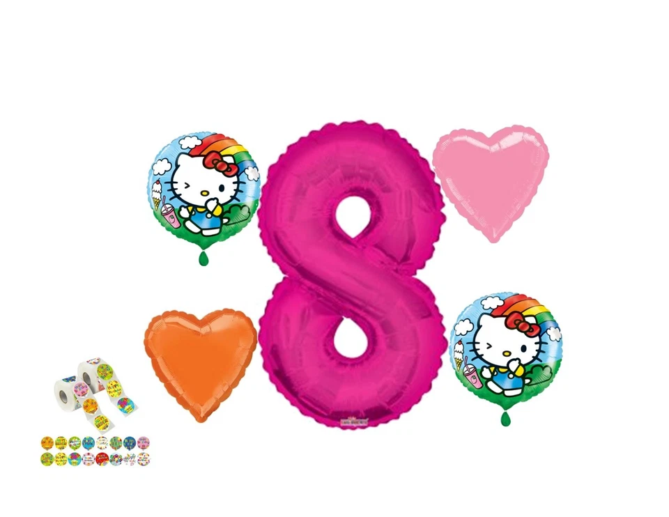 Hello Kitty 8º Cumpleaños Globo Ramo Cumpleaños Decoraciones Suministros Foto 1 de 1