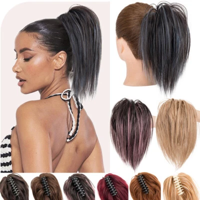Messy Bun Hairpieces Claw Clip in Hair Extension Tousled Updo Scrunchie Ponytail - Image 1 of 4
