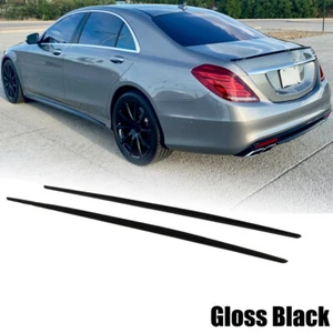 For Mercedes Benz W222 S550 S63 S65 2014-18 Gloss Black Side Skirt Extension Lip - Picture 1 of 6