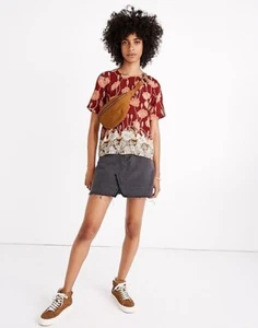 MADEWELL Top Sz S Silk Floral Button-Back NWT - Picture 1 of 9