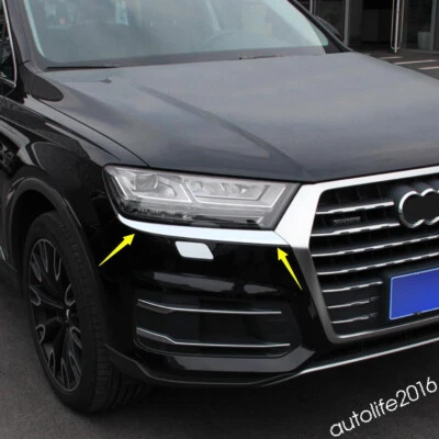 Accesorios para Audi Q7 2016-2019 Kit de moldura de tira de lámpara de faros cromados Foto 1 de 4
