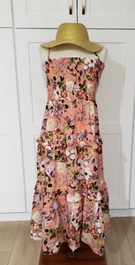 INC Vacay Dress Womens 2X Pink Floral Tank Tiered Summer Boho Long Ruffle Maxi - Picture 1 of 9