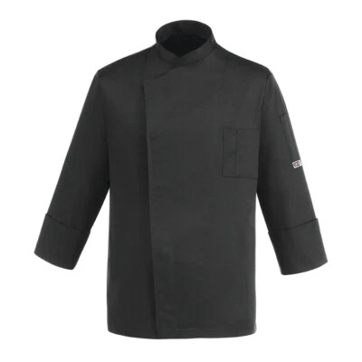 EGOCHEF Kochjacke Pushbutton schwarz atmungsaktiv Italy Gr. S-4XL ★TOP★