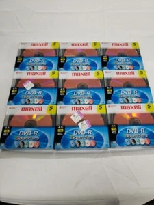 Lpt Of 9 Maxell DVD-R Sparklers 4.7 GB 8x 120 min 5 Pack w/ Cases New Sealed - Picture 1 of 1