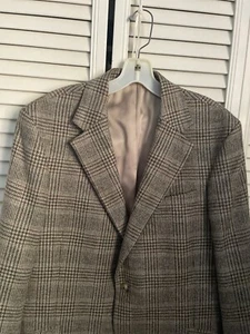Vintage Lands End Wool Plaid Blazer Jacket Size 41 Reg - Picture 1 of 6