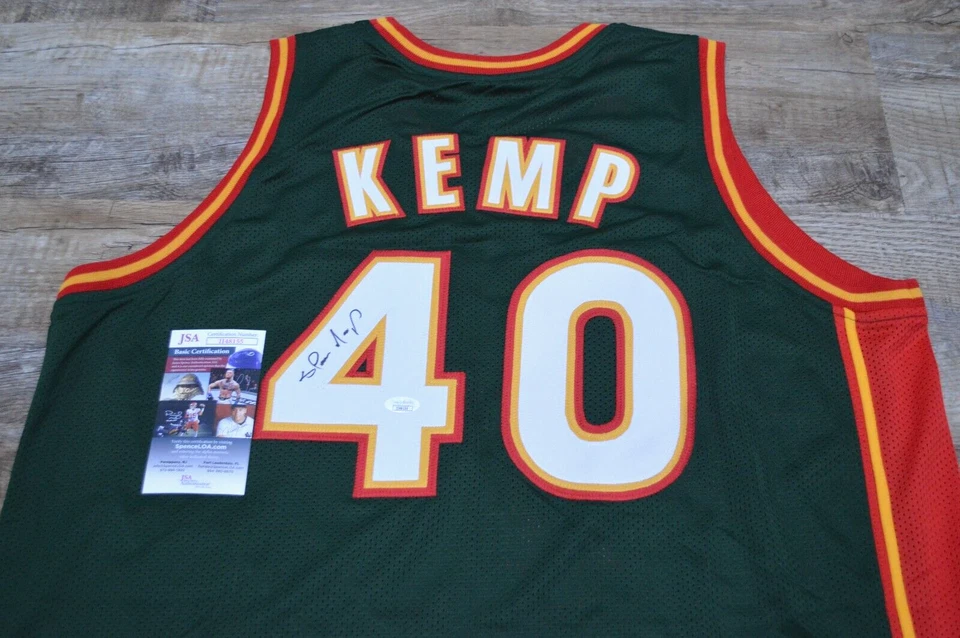 SHAWN KEMP Autographed Auto Jersey Seattle Supersonics Sonics Home Green JSA COA - Image 1 of 1