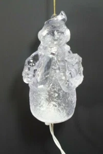 PigTail Light-Up Snowman Wreath Ornament 5" Clear Lucite Christmas Decor - Picture 1 of 7