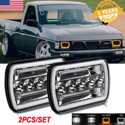 For Nissan Pickup Hardbody D21 2SETS 7x6" LED Headlights DRL High/Low Beam NEW - Image 1 of 4