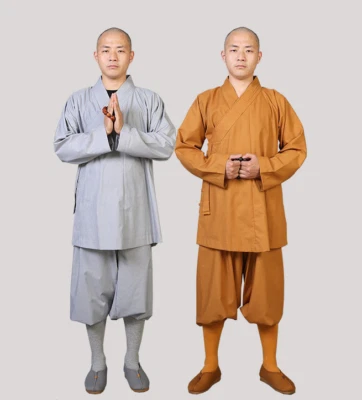 KUNGFUWORLD Shaolin Monk Kung Fu Uniform Buddhist Gown Meditation Dharma Tai Chi Clothing
