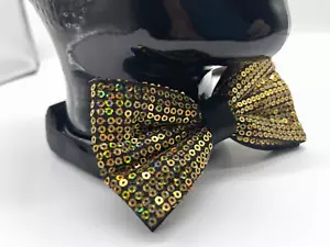 GOLD BOWTIE ELEGANT QUALITY SUIT DESIGNER NECKTIE TIE FREE SHIPPING - Picture 1 of 3